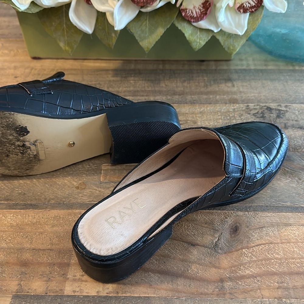 Raye Crocodile Embossed Leather Slides - image 3